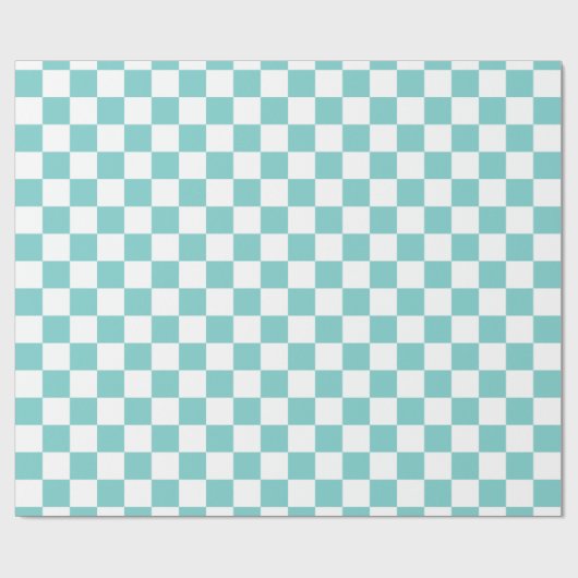 Aqua Checkerboard Patroon Cadeaupapier (Vlak)
