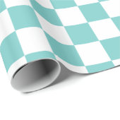 Aqua Checkerboard Patroon Cadeaupapier (Rol Hoek)