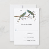 Aqua Cherry Blossom  Bird Weddings RSVP Kaartje (Voorkant)