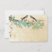 Aqua Cherry Blossom  Bird Weddings RSVP Kaartje (Achterkant)