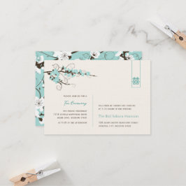 Aqua Cherry Blossom Chic Asian Wedding Reception Kaart