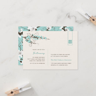 Aqua Cherry Blossom Chic Asian Wedding Reception Kaart