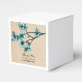 Aqua  Cherry Blossom Favor Boxes Bedankdoosjes (Voorkant Zijde)
