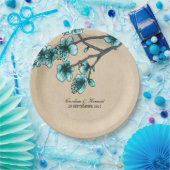Aqua  Cherry Blossom Paper Borden Papieren Bordje (Feest)