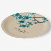 Aqua  Cherry Blossom Paper Borden Papieren Bordje (Gekanteld)