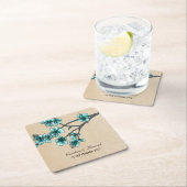 Aqua  Cherry Blossom Paper Onderzetters (Insitu)