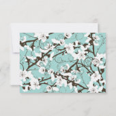 Aqua Cherry Blossom Sakura Swirls Asian Wedding RSVP Kaartje (Achterkant)