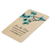 Aqua  Cherry Blossom Save the Date Magneet (Linkerzijde)