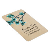 Aqua  Cherry Blossom Save the Date Magneet (Rechterzijde)