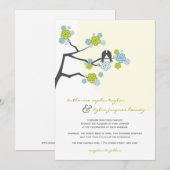 Aqua Cherry Blossom Tortelduifjes Wedding Invite Kaart (Voorkant / Achterkant)