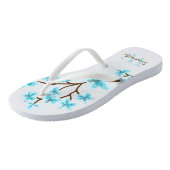 Aqua Cherry Blossoms Monogrammed Teenslippers (Schuin)