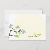 Aqua Cherry Blossoms Tortelduifjes Bruiloft RSVP K (Achterkant)