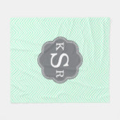 Aqua Chevron Aangepersonaliseerd monogram Fleece Deken (Voorkant (Horizontaal))