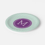 Aqua Chevron Aangepersonaliseerd monogram Papieren Bordje (Gekanteld)