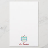 Aqua Chevron Apple-leraar Briefpapier (Voorkant)