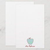 Aqua Chevron Apple-leraar Briefpapier (Voorkant / Achterkant)