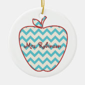 Aqua Chevron Apple-leraar Keramisch Ornament (Voorkant)