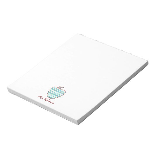 Aqua Chevron Apple-leraar Notitieblok (Linkerzijde)