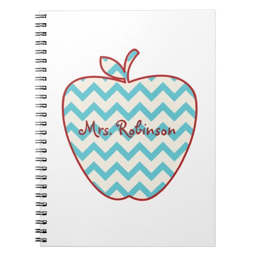 Aqua Chevron Apple-leraar Notitieboek (Voorkant)