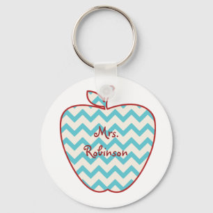 Aqua Chevron Apple-leraar Sleutelhanger