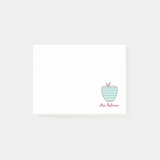 Aqua Chevron Apple Teacher Post-it Notes (Voorkant)