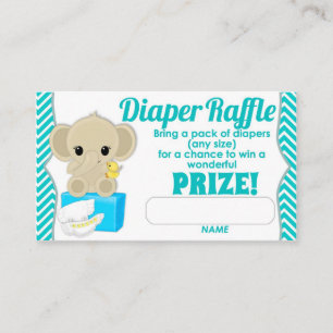 Aqua Chevron Elephant Diaper Raffle Tickets 100 pk Informatiekaartje