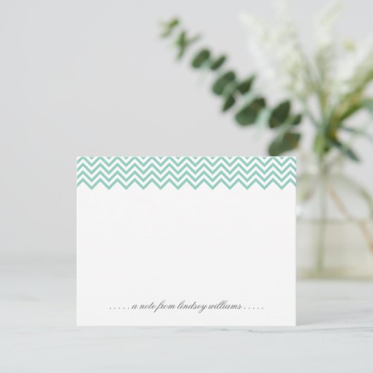 Aqua Chevron en Tiny Stippen Gepersonaliseerde bri Kaart (Staand voorkant)