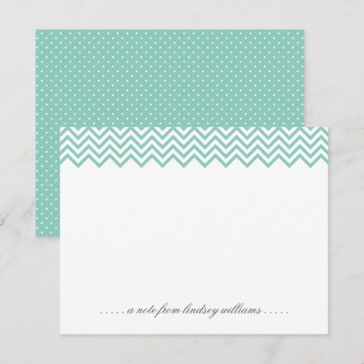 Aqua Chevron en Tiny Stippen Gepersonaliseerde bri Kaart (Voorkant / Achterkant)