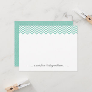 Aqua Chevron en Tiny Stippen Gepersonaliseerde bri Kaart