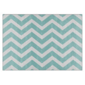 Aqua Chevron Glass Cutting Board Snijplank (Voorkant)