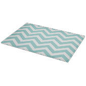 Aqua Chevron Glass Cutting Board Snijplank (Hoek)