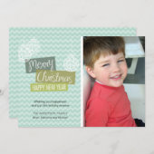 Aqua Chevron kerstkaart voor sierdoeleinden (Voorkant / Achterkant)