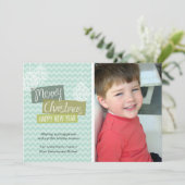 Aqua Chevron kerstkaart voor sierdoeleinden (Staand voorkant)