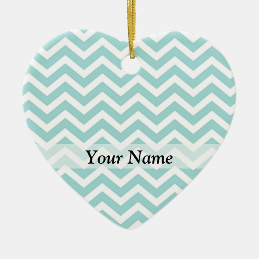 Aqua chevron patroon keramisch ornament (Voorkant)