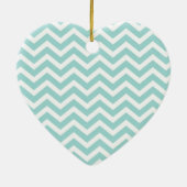 Aqua chevron patroon keramisch ornament (Achterkant)