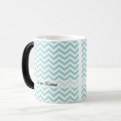 Aqua chevron-patroon magische mok (Voorkant links)