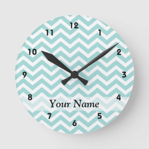 Aqua chevron-patroon ronde klok