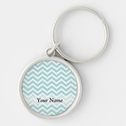 Aqua chevron-patroon sleutelhanger (Voorkant)