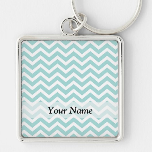 Aqua chevron patroon sleutelhanger (Voorkant)