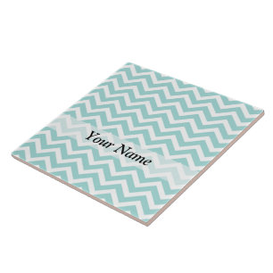 Aqua chevron patroon tegeltje