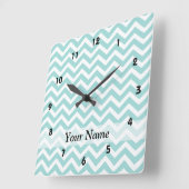 Aqua chevron patroon vierkante klok (Hoek)