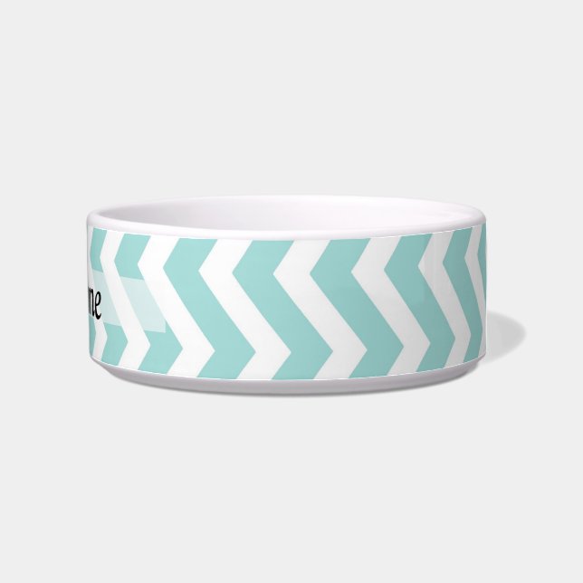 Aqua chevron-patroon voerbakje (Rechts)