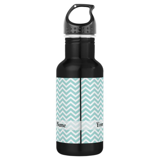 Aqua chevron patroon waterfles  (Voorkant)