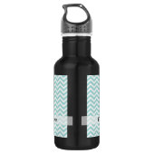 Aqua chevron patroon waterfles  (Achterkant)