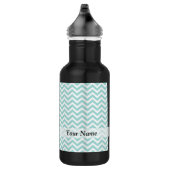 Aqua chevron patroon waterfles  (Rechts)