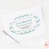 Aqua Chevron Promotie Ovale Sticker (Envelop)
