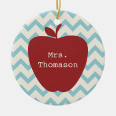 Aqua Chevron Red Apple leraar Keramisch Ornament (Voorkant)