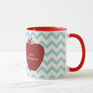 Aqua Chevron Red Apple leraar Mok