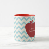 Aqua Chevron Red Apple leraar Mok (Midden)