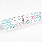 Aqua Chevron Red Apple leraar Naambordje
